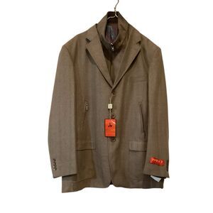 NWT Inserch Blazer Brown Soft Tweed Flannel Herringbone Paisley Lining Size 2XL